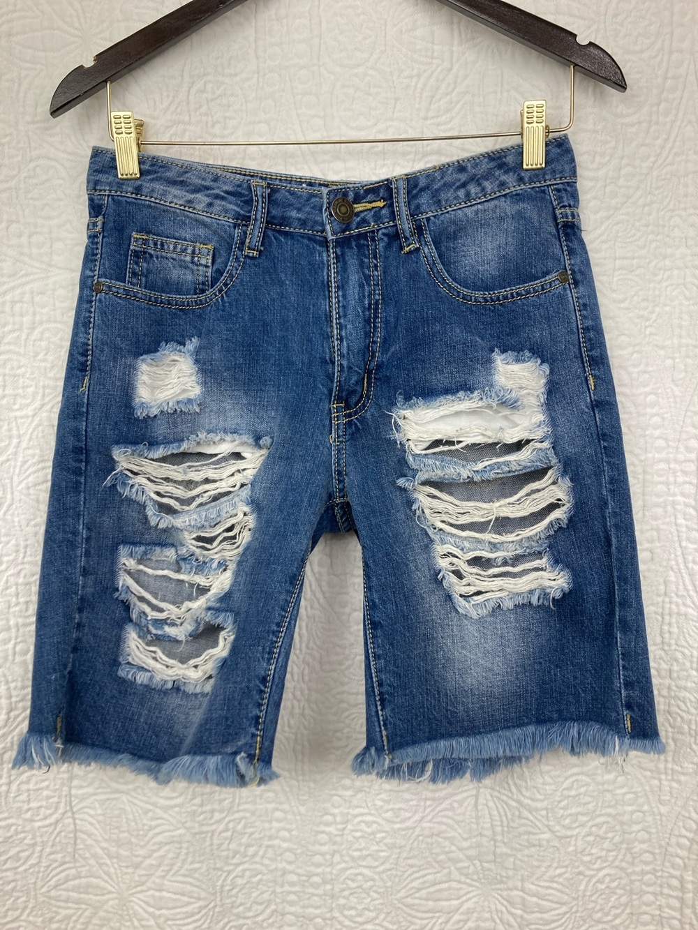 Machine Nouvelle Mode Destroyed Bermuda Jean Shorts sz 27